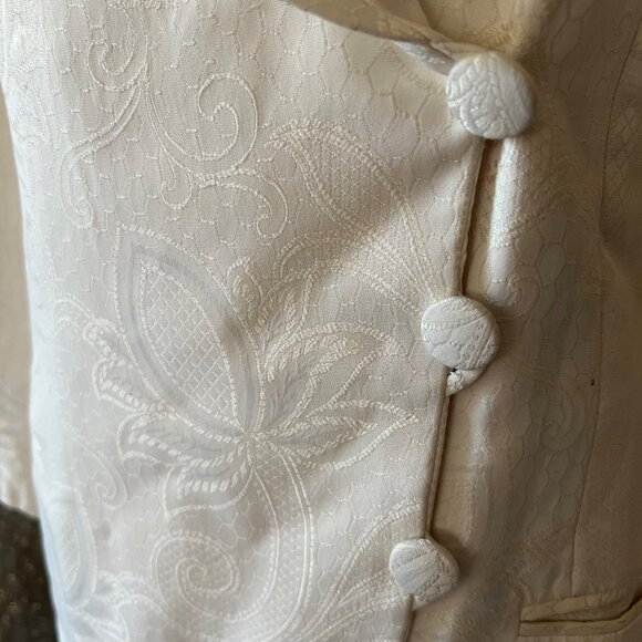 Giorgio Armani Vintage Silk Cream Elegant Floral Jacquard Fabric Blazer Medium - Picture 5 of 13